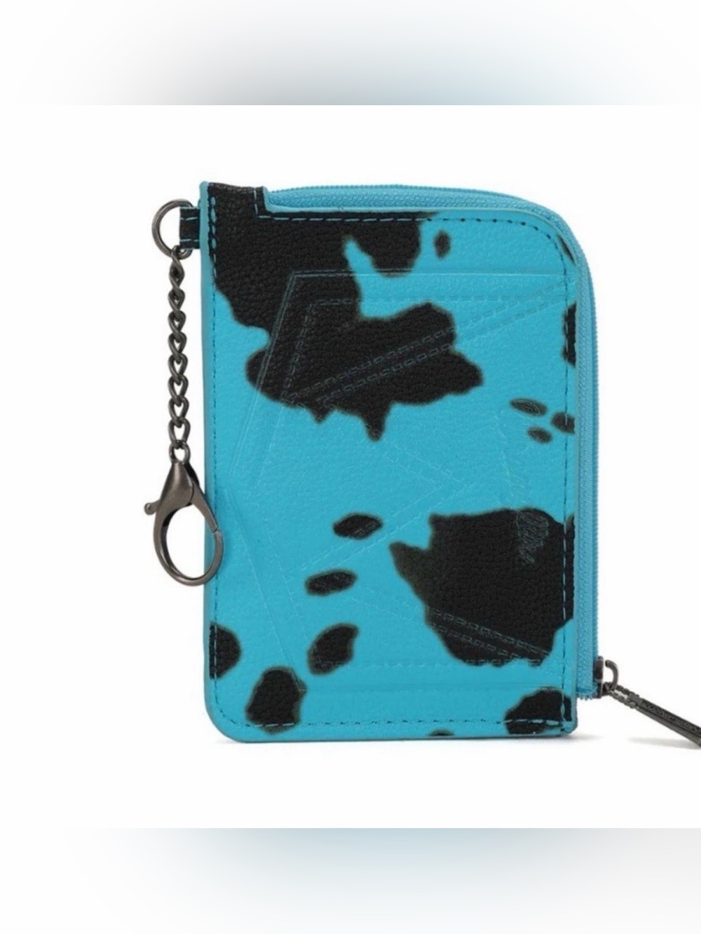 Wrangler Cow Print Print Mini Zip Card Case Turquoise - Picture 3 of 3